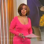 Gayle King’s pink scoop neck rib knit dress on CBS Mornings