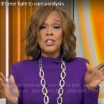 Gayle King’s purple knit dress on CBS Mornings