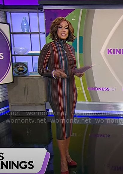 Gayle King’s vertical stripe dress on CBS Mornings