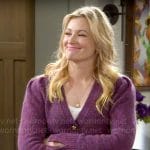 Gemma’s purple v-neck cardigan on The Neighborhood