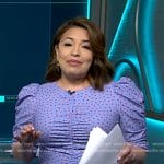 Gilma Avalos’s blue polka dot ruched dress on NBC News Daily