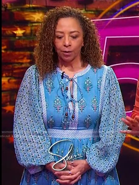 Gina Nicole Brown’s blue printed dress on Sherri