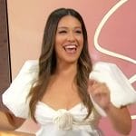 Gina Rodriguez’s white puff sleeve floral applique top on Sherri