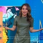 Ginger’s green gathered leather dress on Good Morning America