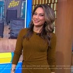 Ginger’s khaki ribbed twisted dress on Good Morning America