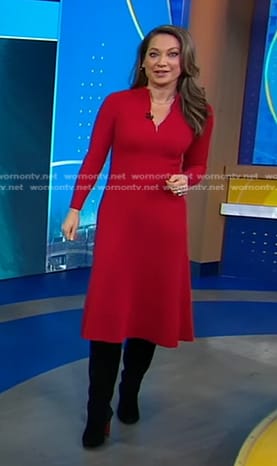 Ginger’s red quarter zip dress on Good Morning America