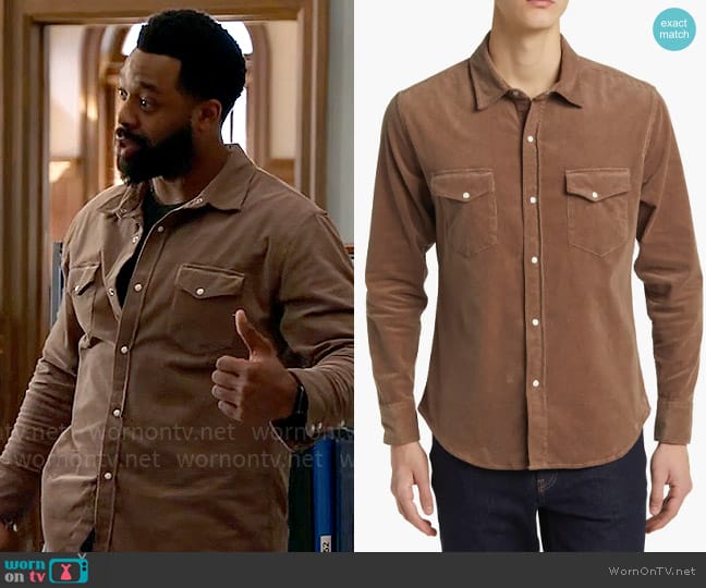 Kevin’s taupe corduroy shirt on Chicago PD