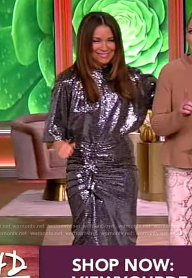 Gretta Monahan's silver sequin top and skirt on The View