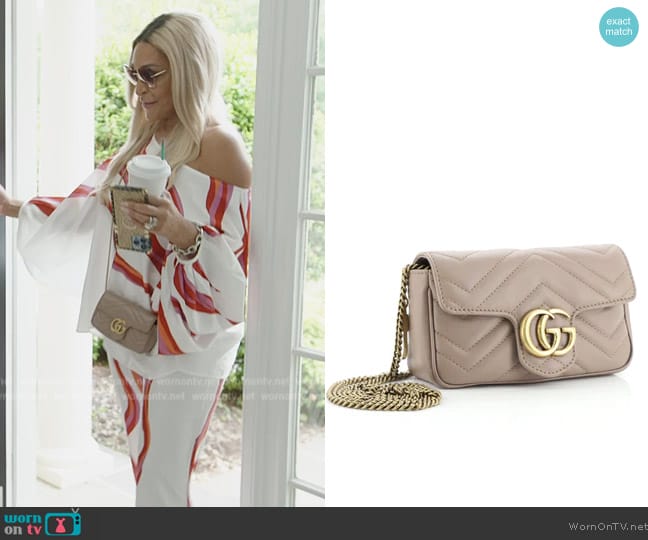 Gucci GG Marmont Flap Bag Matelasse Leather Super Mini worn by Karen Huger on The Real Housewives of Potomac