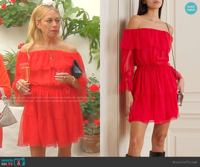 Gucci Chiffon Mini Dress worn by Sutton Stracke on The Real Housewives of Beverly Hills