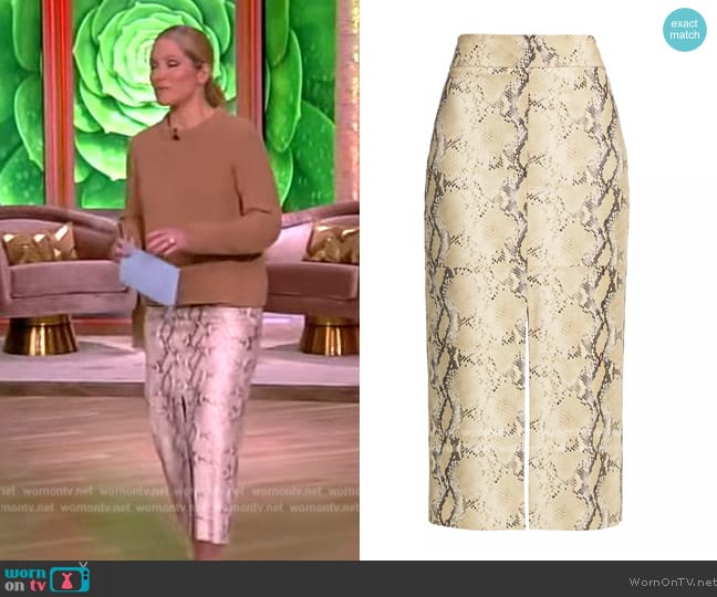 Helmut Lang Python Embossed Leather Midi Skirt worn by Sara Haines on The View