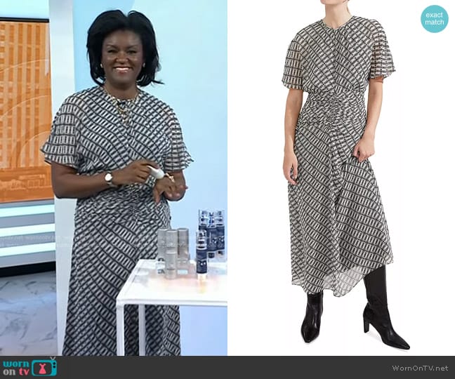 Hobbs Tegan Printed Flutter Sleeve Midi Dress worn by Dr. Angela Lamb on Today