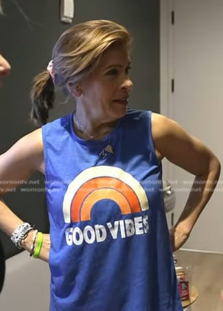 Hoda’s blue Good Vibes tank on Today