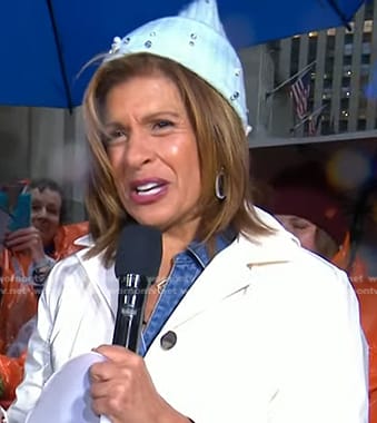 Hoda’s light blue embellished beanie on Today