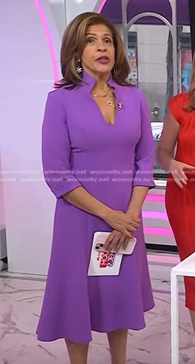 Hoda's purple v-neck midi dress on Today