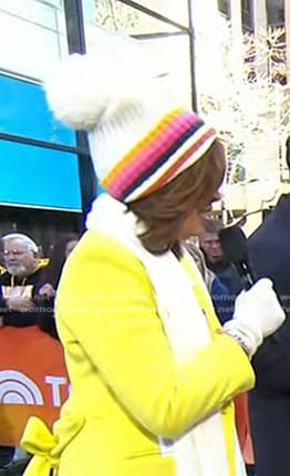 Hoda’s white striped beanie on Today