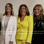 Hoda’s neon yellow belted blazer and flare pants on Today