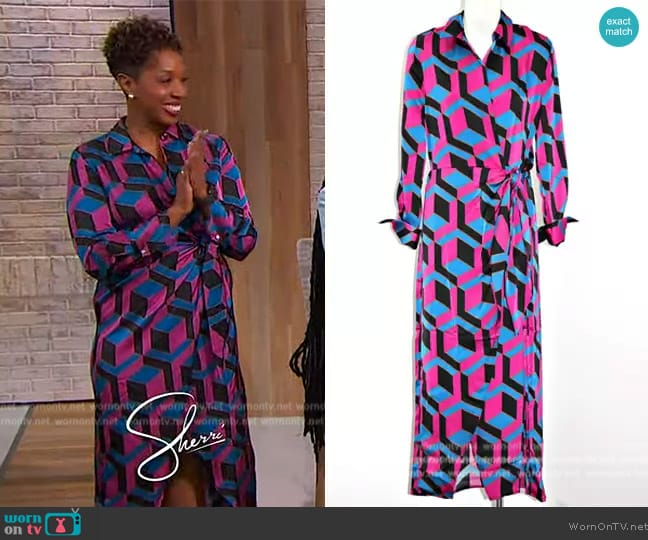 House of Harlow Geometric Print Wrap Dress worn by Monica Lewis on Sherri