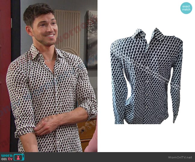 Hugo Boss Slim Fit Print Shirt worn by Alex Kiriakis (Robert Scott Wilson) on Days of our Lives