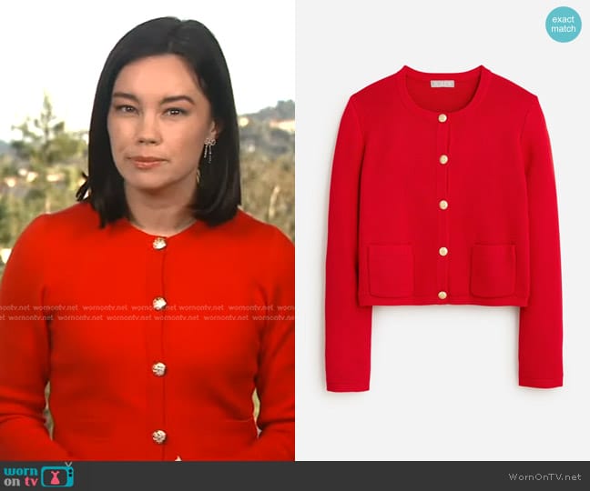 J. Crew Emilie Patch-pocket Sweater Lady Jacket worn by Jo Ling Kent on CBS Evening News