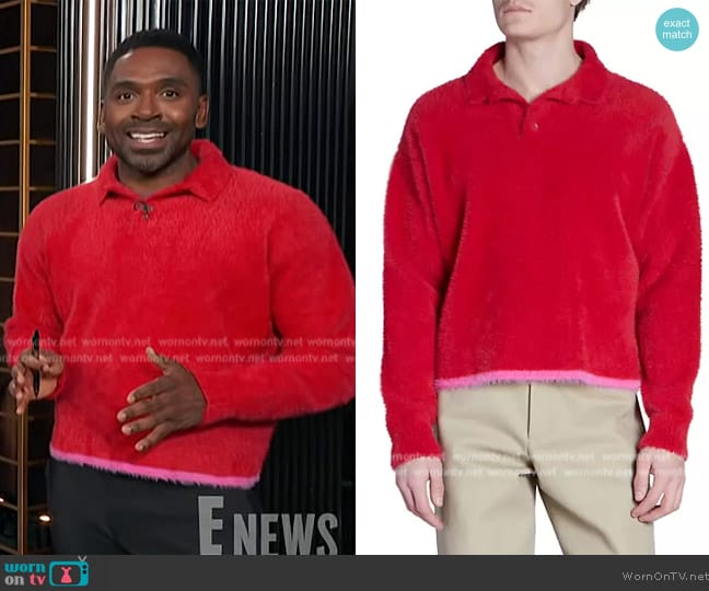 Jacquemus Neve Polo Sweater worn by Justin Sylvester on E! News