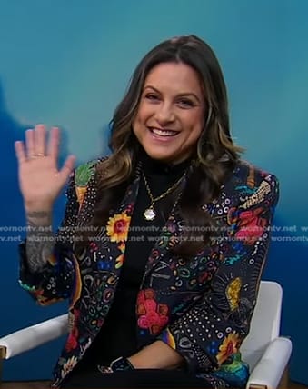 Jamie Ivey's black print blazer on Good Morning America