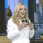 Jane Krakowski’s white lace blazer and shorts on Live with Kelly and Mark