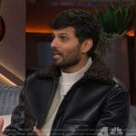 Jay Shetty’s black leather jacket on The Kelly Clarkson Show