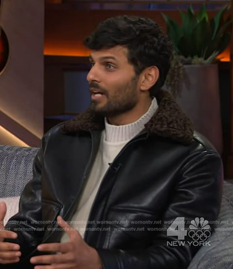 Jay Shetty's black leather jacket on The Kelly Clarkson Show