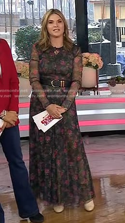 WornOnTV: Jenna’s black floral maxi dress on Today | Jenna Bush Hager ...