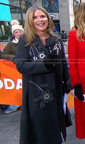 Jenna’s grey floral embroidered coat on Today