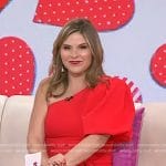 Jenna’s red one puff shoulder dress on Today