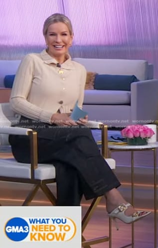 Jennifer's beige ribbed cardigan and cargo jeans on Good Morning America