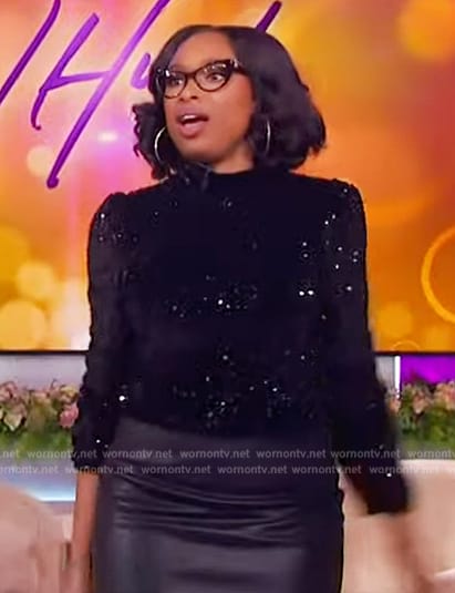 Jennifer's black sequin velvet top on The Jennifer Hudson Show