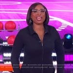 Jennifer’s black zip front jumpsuit on The Jennifer Hudson Show