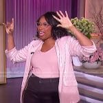 Jennifer’s sequin blazer and brown pants on The Jennifer Hudson Show