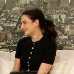 Jenny Slate’s black button down polo on The Drew Barrymore Show