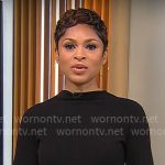 Jericka Duncan’s black dress with striped skirt on CBS Mornings