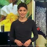 Jericka’s black gathered dress on CBS Evening News