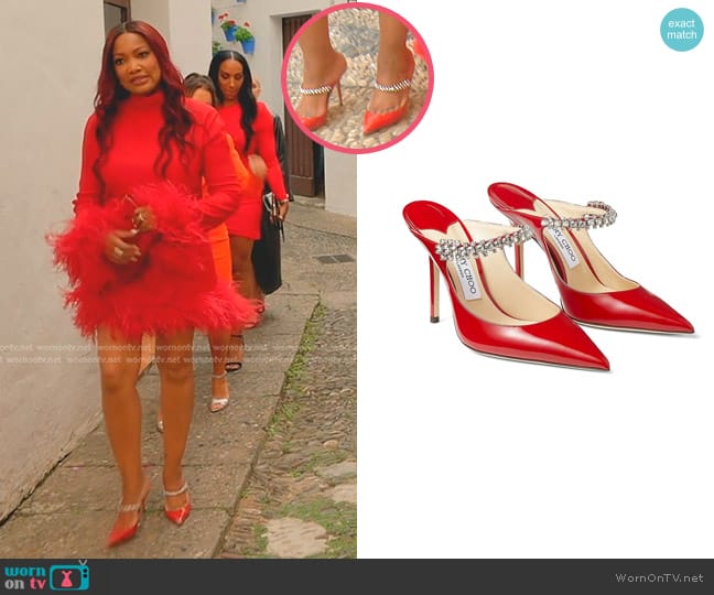 Garcelle’s red mules on The Real Housewives of Beverly Hills