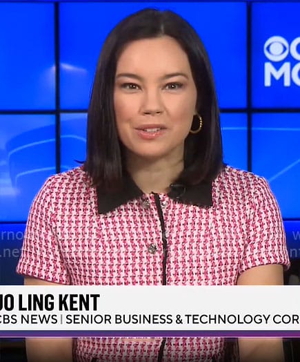 Jo Ling Kent's red tweed button front dress on CBS Mornings