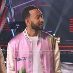 John’s pink print satin bomber jacket on The Voice