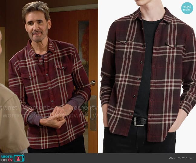 John Varvatos Dale Plaid Button-Up Shirt in Merlot worn by Cole Howard (J. Eddie Peck) on The Young and the Restless