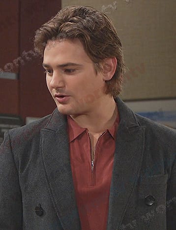 Johnny's red zip polo shirt on Days of our Lives