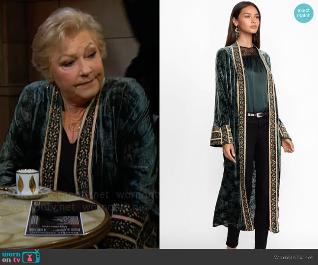 Johnny Was Natalia Silk Kimono worn by Traci Abbott (Beth Maitland) on The Young and the Restless