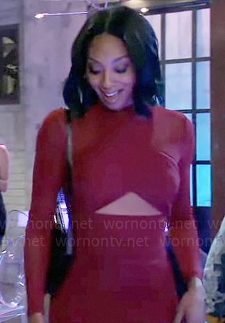 Jordan's red mesh cutout dress on General Hospital