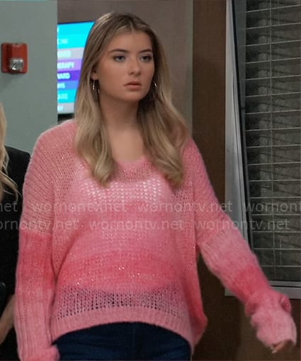 Josslyn’s pink ombre knit sweater on General Hospital