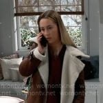 Josslyn’s brown leather and sherpa biker jacket on General Hospital