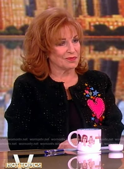 Joy’s black heart patch jacket on The View