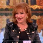 Joy’s black leather jacket with gold buttons on The View